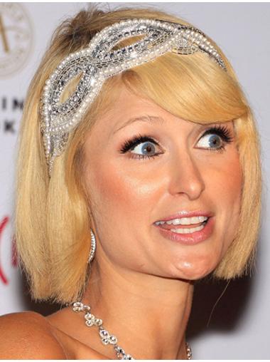 100% Handgeknoopt Halflang Betoverend Paris Hilton Pruik