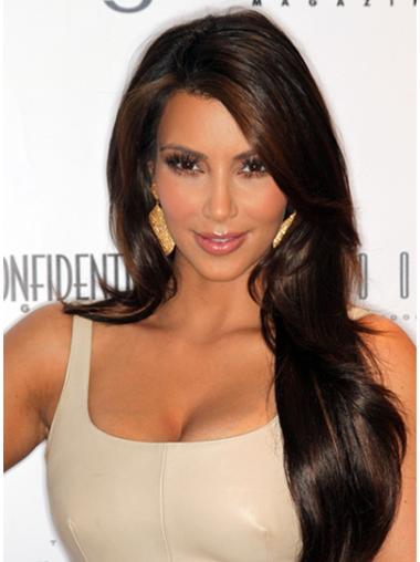 100% Handgeknoopt Lang Braw Kim Kardashian Pruik