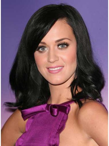 Zwart Halflang Stijl Katy Perry Pruik