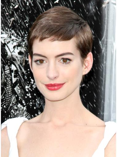 Lace Front Kort Stralend Anne Hathaway Pruik