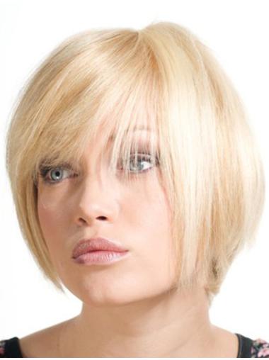 Blonde Steil,Bobline Verbazingwekkend Monofilament Pruiken