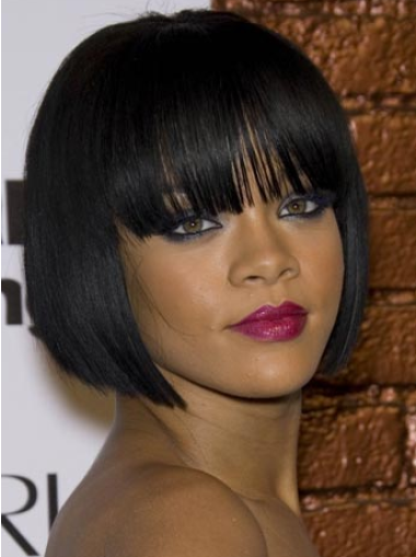 100% Handgeknoopt Kort Rustgevend Rihanna Pruik