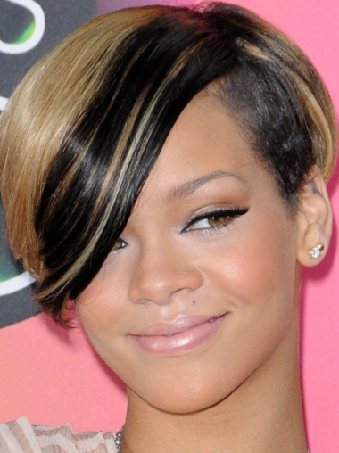 100% Handgeknoopt Kort Braw Rihanna Pruik