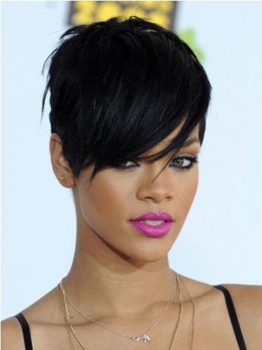 Zwart Kort Verfijnd Rihanna Pruik