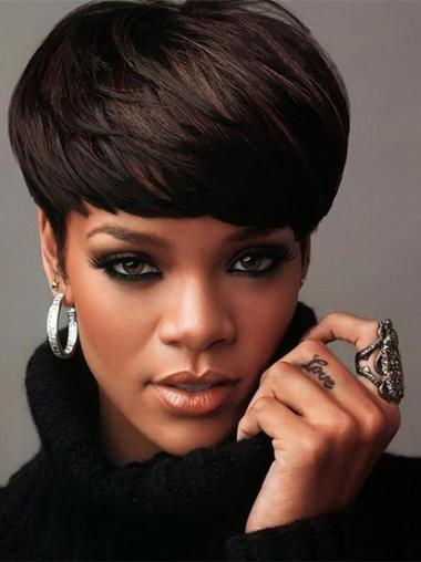 Zwart Kort Koel Rihanna Pruik