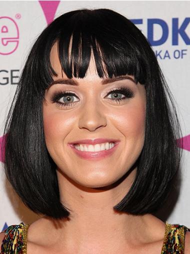 Zwart Halflang Natuurlijk Katy Perry Pruik